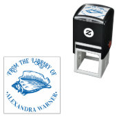 Tampon Auto-encreur Elegant Conch Shell #2 Beachy Round Library Book (En situation)