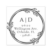 Tampon Auto-encreur Élégant Couple Initials Botanique Adresse de retou (Design)