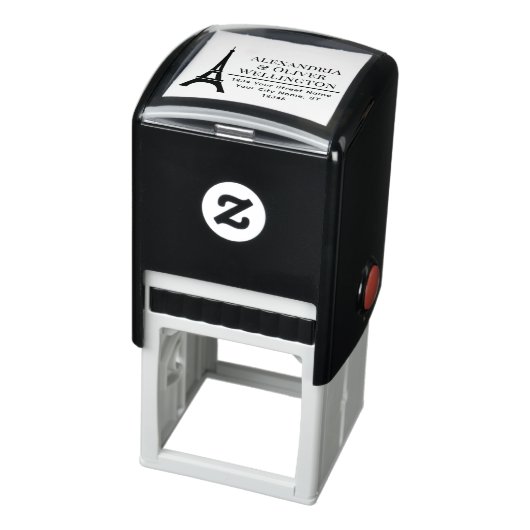 Tampon Auto-encreur Elegant Eiffel Tower Paris Couple Nom Adresse R (Produit)