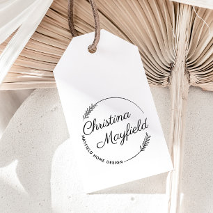 Tampon Auto-encreur Élégant Feuille Round Nom personnalisé Entreprise