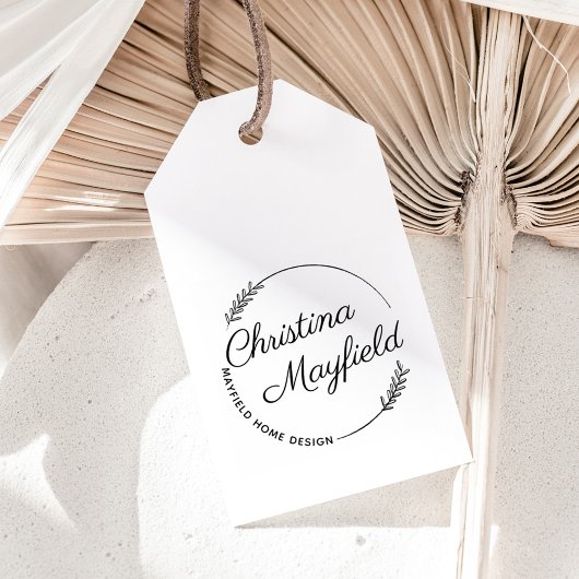 Tampon Auto-encreur Élégant Feuille Round Nom personnalisé Entreprise