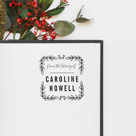 Tampon Auto-encreur Élégant Feuille Simple De La Bibliothèque De L'Aut