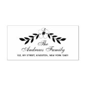 Tampon Auto-encreur Elégant Floral Nom de famille feuille (Design)