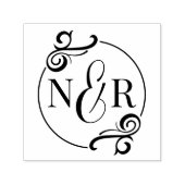 Tampon Auto-encreur Élégant Flourish Chic Typographic Mariage Monogram (Design)