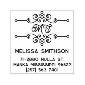 Tampon Auto-encreur Élégant Flourissement Personnalisé Monogramme Adre (Design)