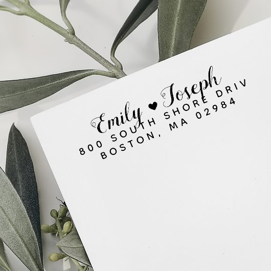 Tampon Auto-encreur Elegant Heart Return Adresse