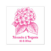 Tampon Auto-encreur Élégant Hydrangea Bouquet Mariage Couple Names Dt (Design)