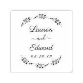 Tampon Auto-encreur Elegant Laurel Couple Noms Mariage Enregistrer la  (Design)