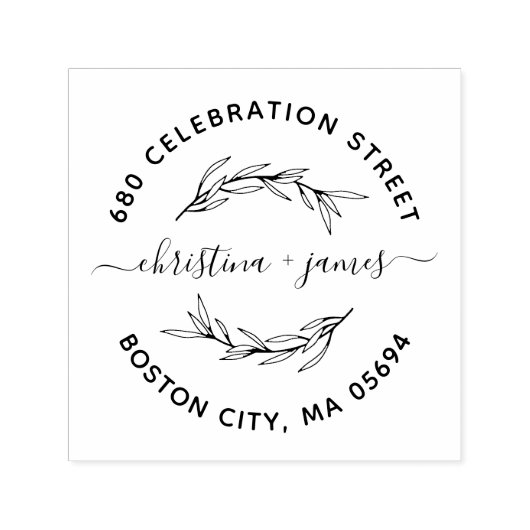 Tampon Auto-encreur Elegant Laurel Leaf Adresse de retour (Design)