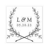 Tampon Auto-encreur Elegant Laurel Monogram Mariage Enregistrer la dat (Design)
