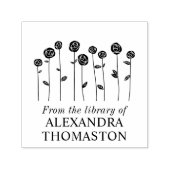 Tampon Auto-encreur Élégant Long Stem Roses Nom du livre (Design)