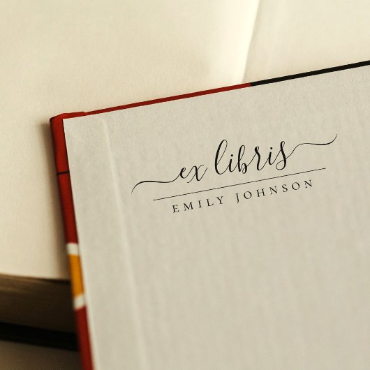 Tampon Auto-encreur Élégant manuscrit Ex Libris Script Nom personnalis