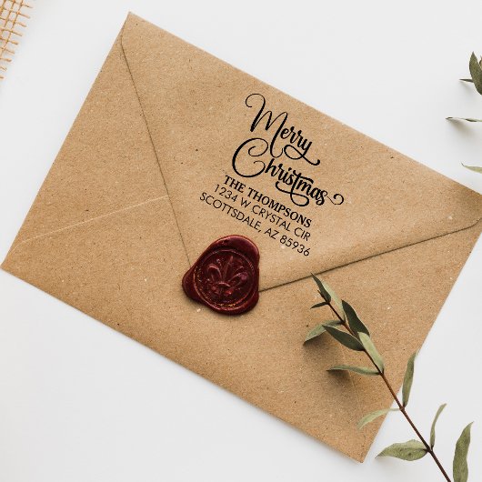 Tampon Auto-encreur Élégant moderne Joyeux Noël personnalisé famille