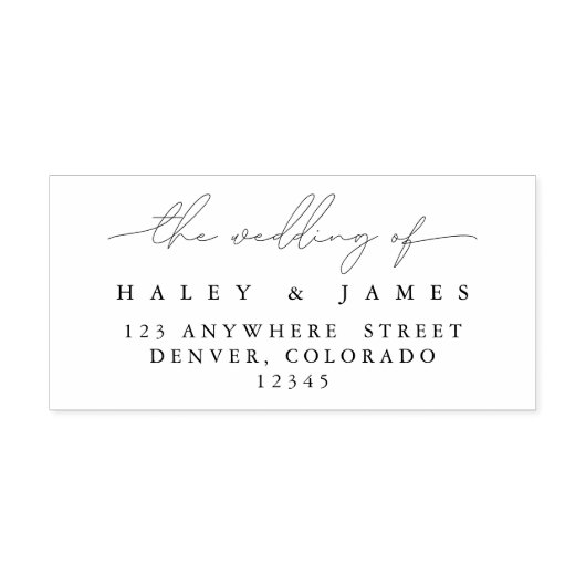 Tampon Auto-encreur Elégant moderne Script Names Mariage Adresse de re (Design)