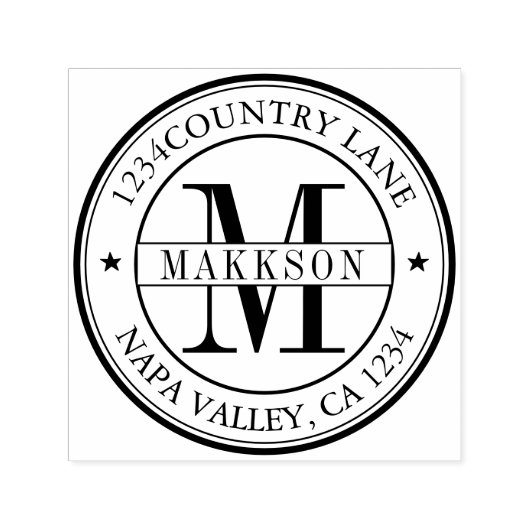 Tampon Auto-encreur Élégant Monogramme Adresse de retour Self-ink Self (Design)