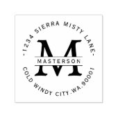 Tampon Auto-encreur Élégant Monogramme Circulaire Adresse de retour (Design)