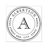 Tampon Auto-encreur Élégant Monogramme Circulaire Nom de l'adresse de  (Design)