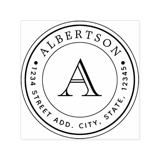 Tampon Auto-encreur Élégant Monogramme Circulaire Nom de l'adresse de  (Design)