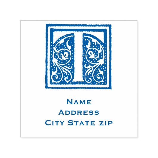 Tampon Auto-encreur : Élégant monogramme initial "T" Manuscrit médiéva (Design)