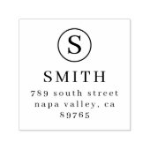 Tampon Auto-encreur Élégant Monogramme & Nom Adresse de retour (Design)