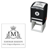 Tampon Auto-encreur Élégant, Monogramme, Royal, Couronne, Logo (En situation)