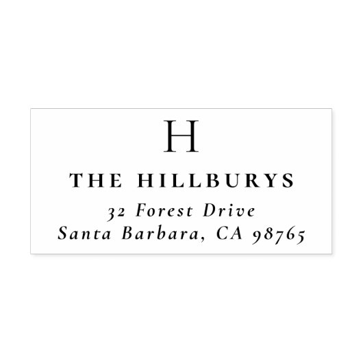 Tampon Auto-encreur Élégant Monogramme simple Adresse de retour (Design)