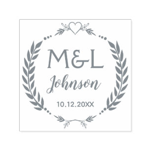 Tampon Auto-encreur Élégant Monogrammes Personnalisés Mariage auto-Ink