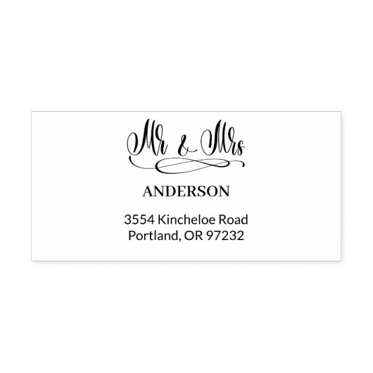 Tampon Auto-encreur Elegant Mr & Mrs - Calligraphie avec Serif Font (Design)
