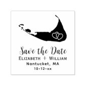 Tampon Auto-encreur Elégant Nantucket Map Mariage Enregistrer la date (Design)