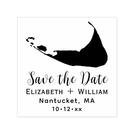 Tampon Auto-encreur Elégant Nantucket Map Mariage Enregistrer la date (Design)