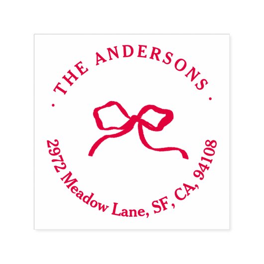 Tampon Auto-encreur Élégant Noël traditionnel arc rouge moderne (Design)