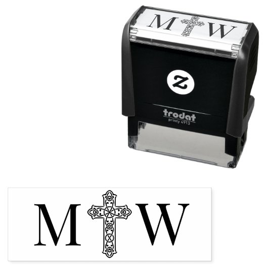 Tampon Auto-encreur Élégant noeud Celtique Couple 2 Init Monogramme (En situation)