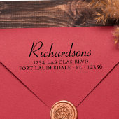 Tampon Auto-encreur Élégant Nom de famille Script de retour Adresse pe