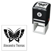 Tampon Auto-encreur Élégant nom de grand papillon Monogramme (En situation)