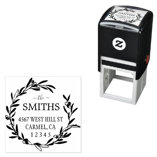 Tampon Auto-encreur Élégant Olive Wreath Adresse de retour (En situation)