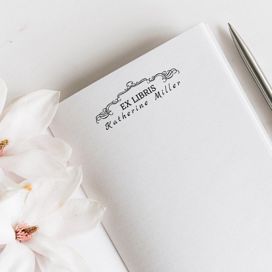 Tampon Auto-encreur Élégant Ornamental Ex Libris Livres de bibliothèqu