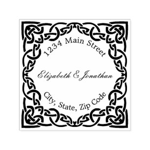 Tampon Auto-encreur Elégant Ornate Celtic Knot Bordure Adresse de reto