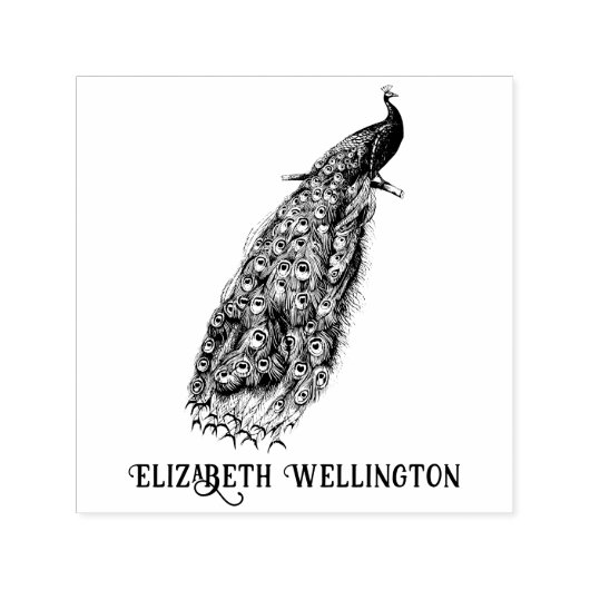 Tampon Auto-encreur Élégant Peacock sur un nom de branche (Design)