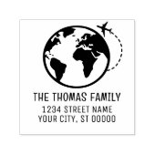 Tampon Auto-encreur Elegant Plan Earth World Globe Map Nom Adresse (Design)