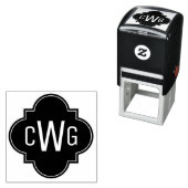 Tampon Auto-encreur Élégant Quatrefoil marocain 3 Monogramme initial (En situation)