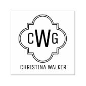 Tampon Auto-encreur Élégant Quatrefoil marocain 3 Nom initial (Design)