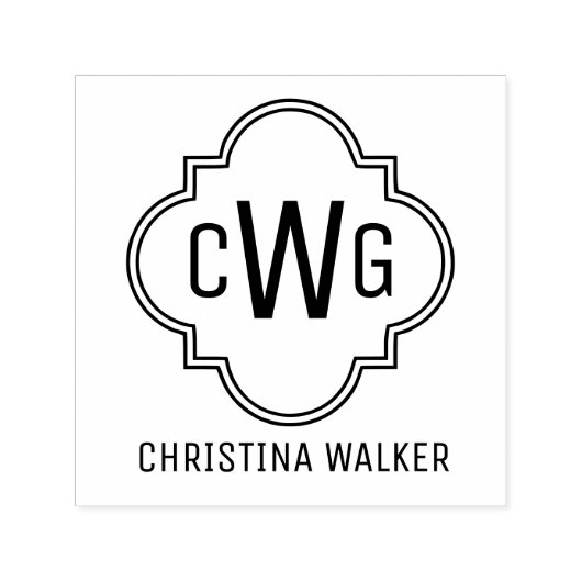 Tampon Auto-encreur Élégant Quatrefoil marocain 3 Nom initial (Design)