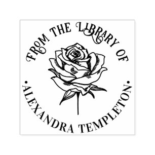 Tampon Auto-encreur Elegant Rose Bloom #1P Nom de la bibliothèque