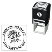 Tampon Auto-encreur Élégant Rose Bloom Library Nom du livre (En situation)