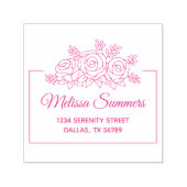 Tampon Auto-encreur Elégant Rose Bouquet Fleurs Cadre Adresse (Design)