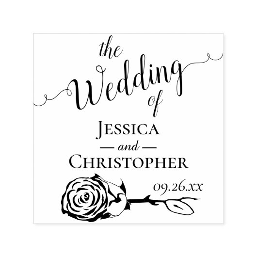 Tampon Auto-encreur Élégant Rose unique le Mariage de (Design)
