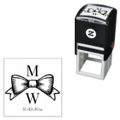 Tampon Auto-encreur Élégant Ruban Bow #6V Initiales Mariage Couple Dt (En situation)