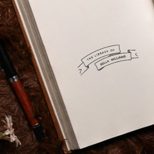 Tampon Auto-encreur Élégant ruban Vintage Livres personnalisés