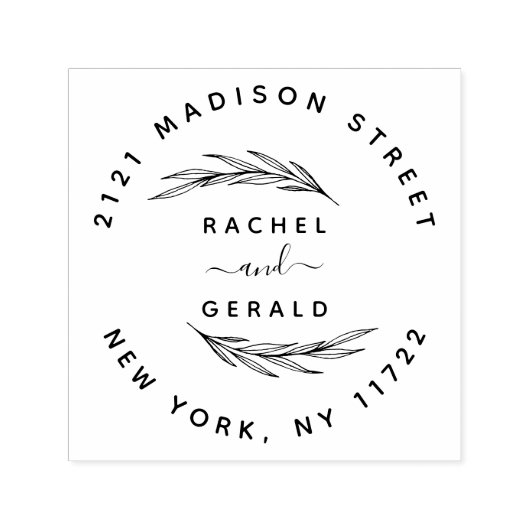 Tampon Auto-encreur Elégant Rustic Mariage Personnalisé Noms Adresse A (Design)