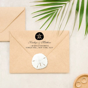Tampon Auto-encreur Elégant Sand Dollar Beach Wedding Adresse de retou